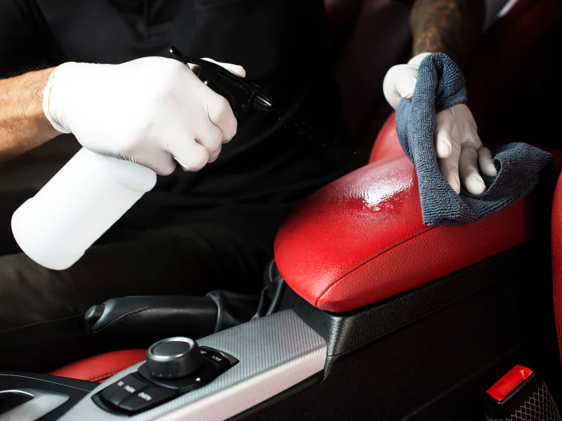 car detailing contractor cleaning a cars leather interiors buffalo ny